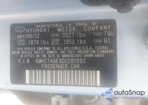 2013 Hyundai Accent Gls из США, поврежденный, VIN KMHCT4AE9DU285992